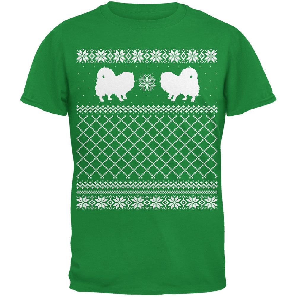 Pomeranian Ugly Christmas Sweater Irish Green Adult T-Shirt Men's T-Shirts Old Glory   