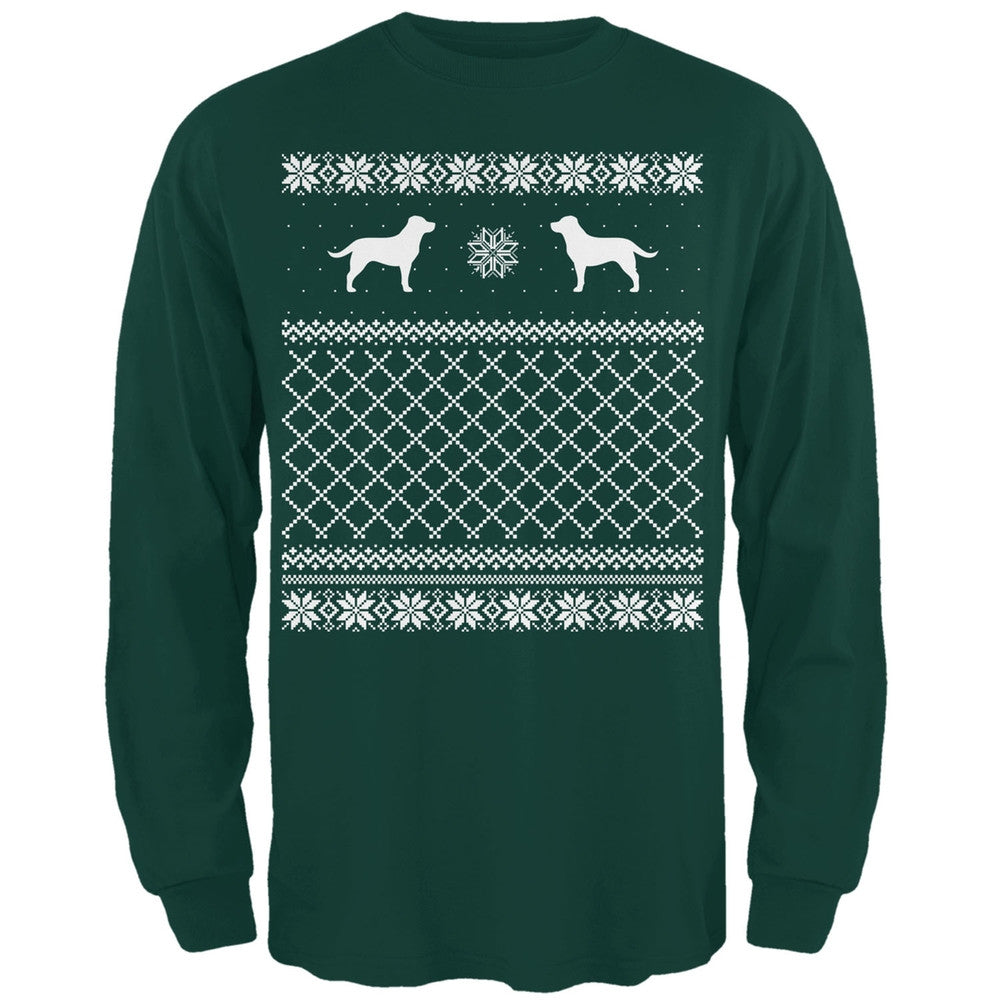 Chocolate Lab Ugly Christmas Sweater Forest Adult Long Sleeve T-Shirt Men's Long Sleeves Old Glory   