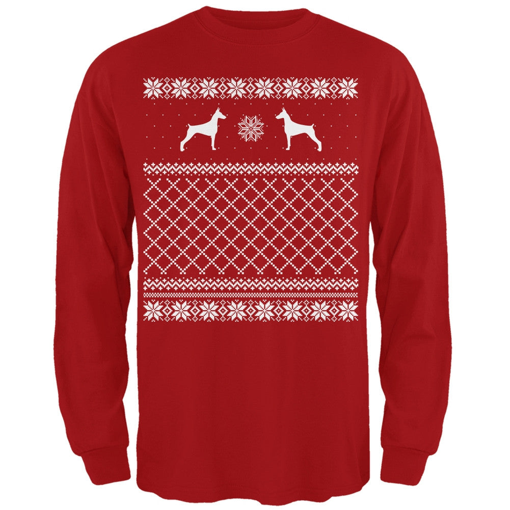 Doberman Ugly Christmas Sweater Forest Adult Long Sleeve T-Shirt Men's Long Sleeves Old Glory   