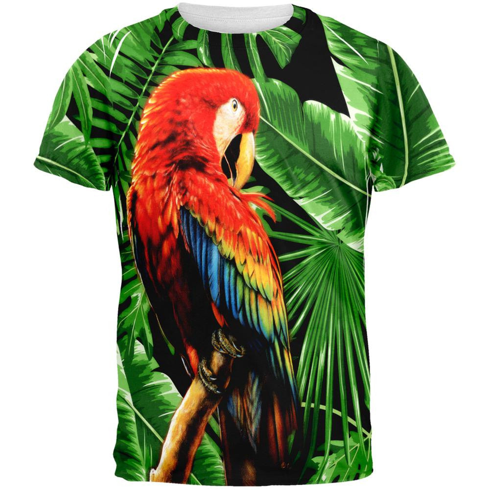 Tropical Parrot All Over Adult T-Shirt Men's T-Shirts Old Glory 2XL Multi 