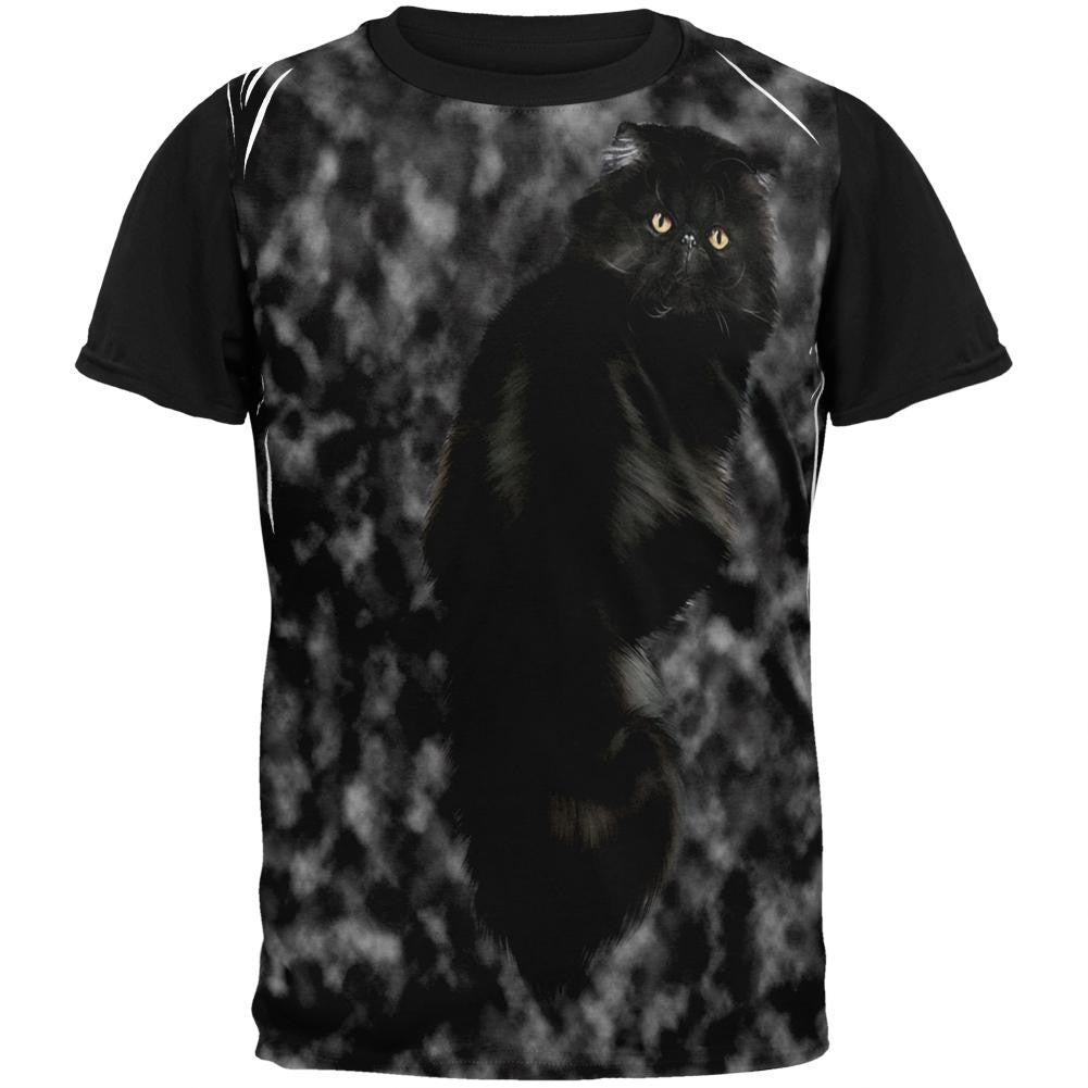 Tie Dye Black Cat Adult Black Back T-Shirt Men's T-Shirts Old Glory   