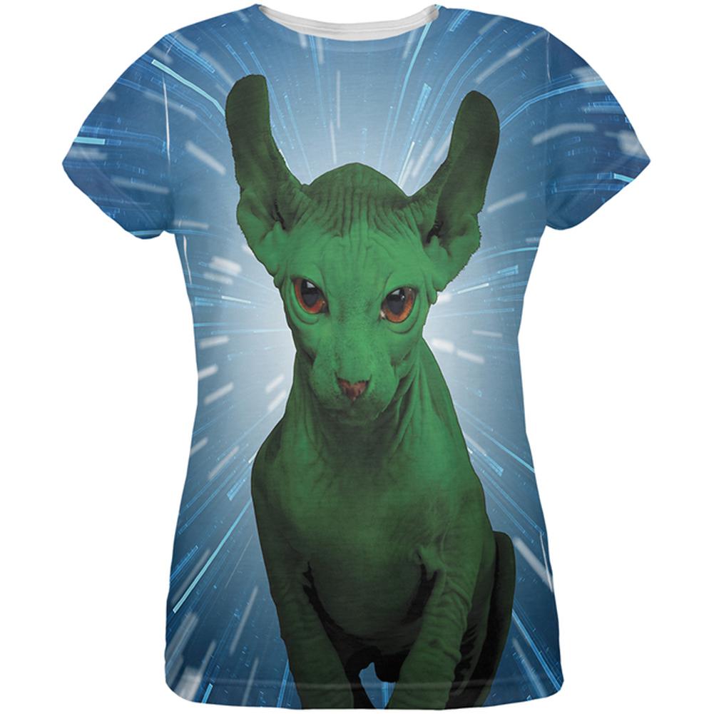 Ugly Hairless Cat of the Force All Over Womens T-Shirt Women's T-Shirts Old Glory 2XL Multi 