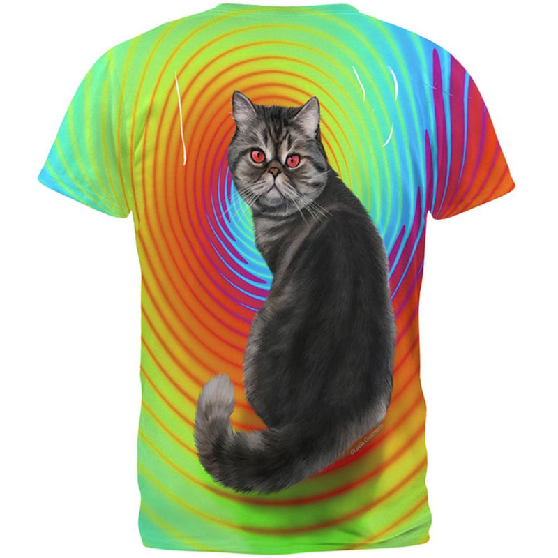 Trippy Hipno Cat All Over Adult T-Shirt Men's T-Shirts Old Glory   