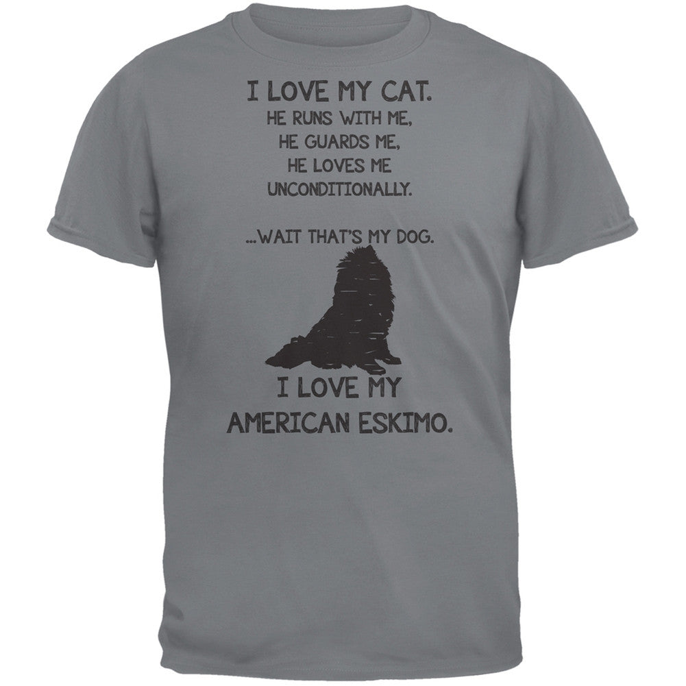 I Love My American Eskimo Gravel Grey Boy Adult T-Shirt Men's T-Shirts Old Glory   