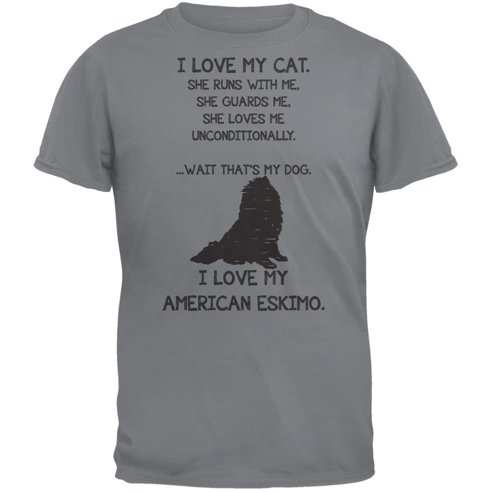 I Love My American Eskimo Gravel Grey Girl Adult T-Shirt Men's T-Shirts Old Glory   
