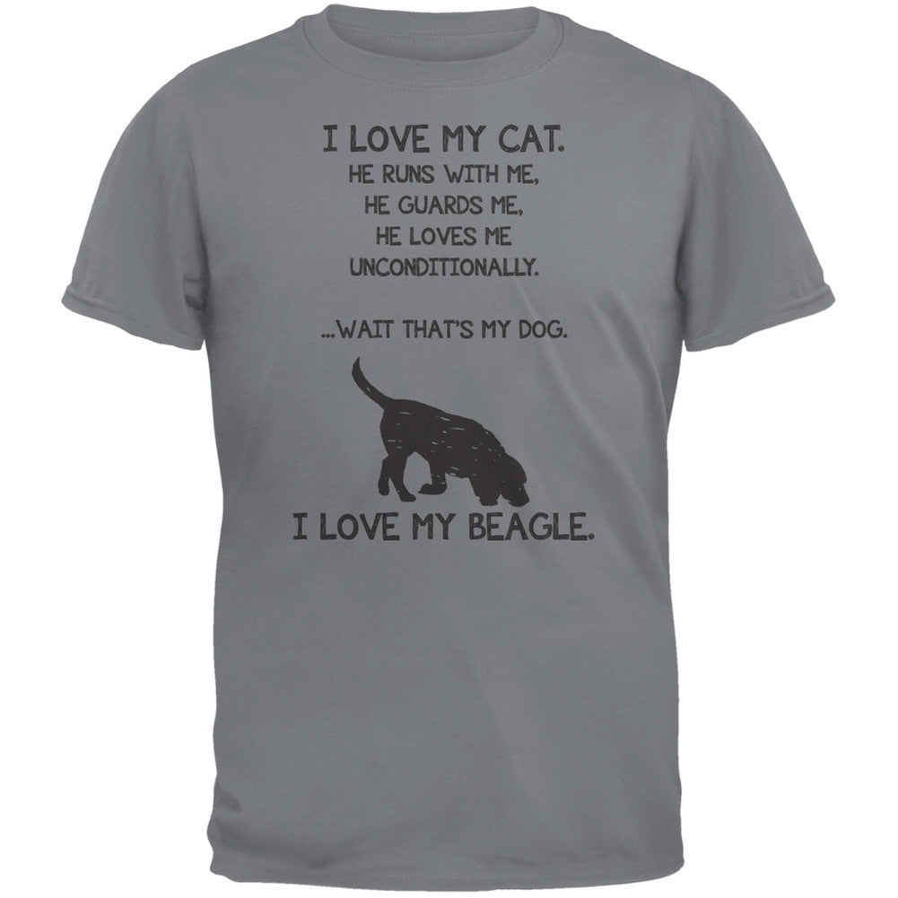 I Love My Beagle Boy Gravel Grey Adult T-Shirt Men's T-Shirts Old Glory   