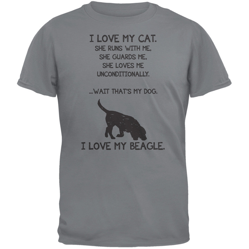 I Love My Beagle Girl Gravel Grey Adult T-Shirt Men's T-Shirts Old Glory   