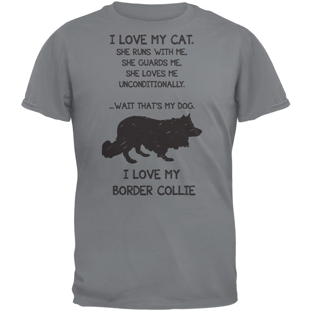 I Love My Border Collie Girl Gravel Grey Adult T-Shirt Men's T-Shirts Old Glory   