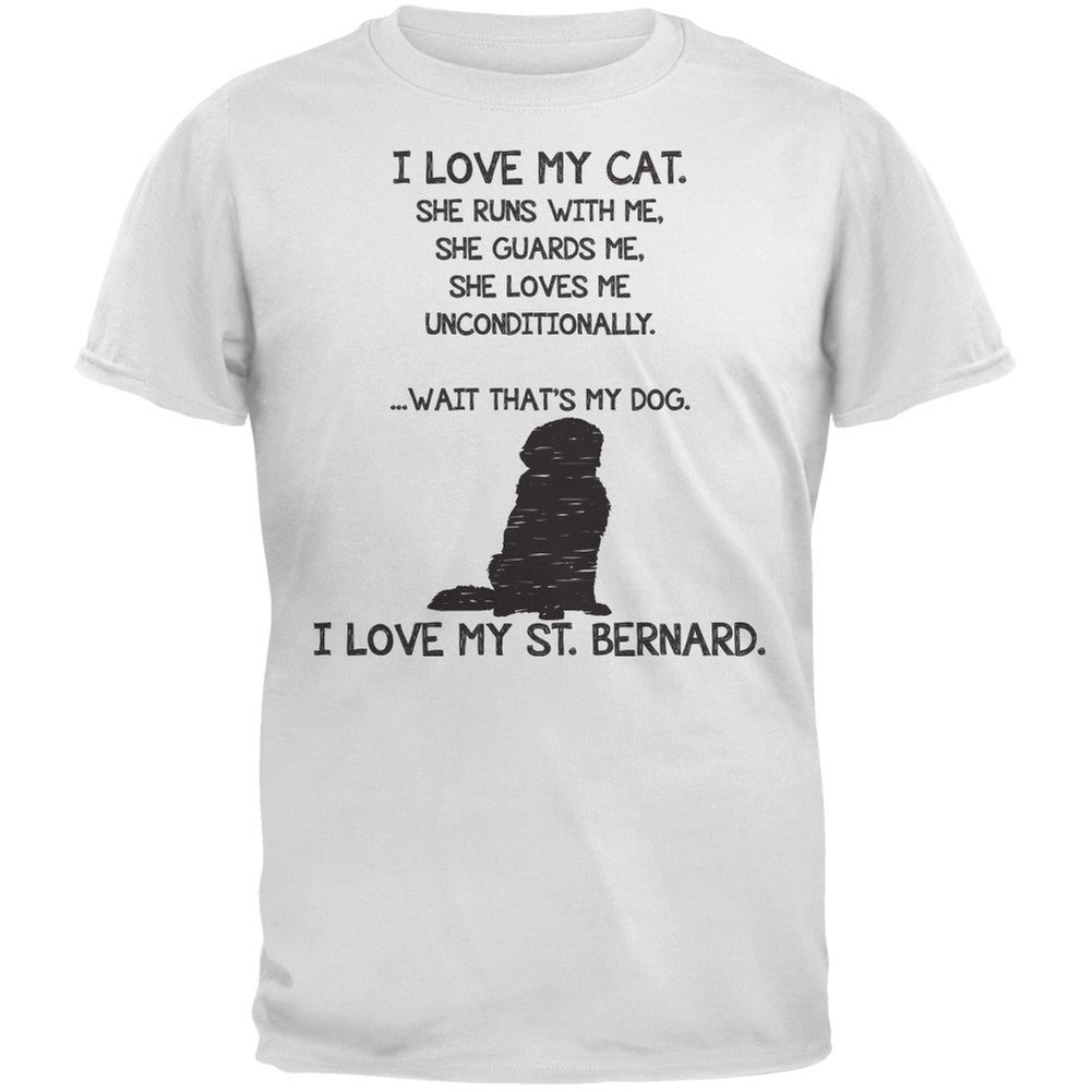 I Love my St. Bernard Girl White Adult T-Shirt Men's T-Shirts Old Glory   