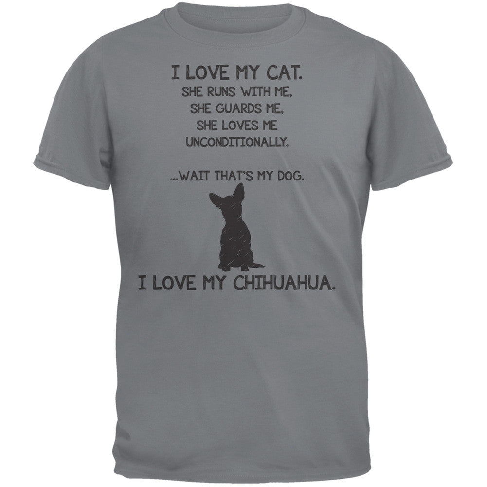 I Love My Chihuahua Girl Gravel Grey Adult T-Shirt Men's T-Shirts Old Glory   