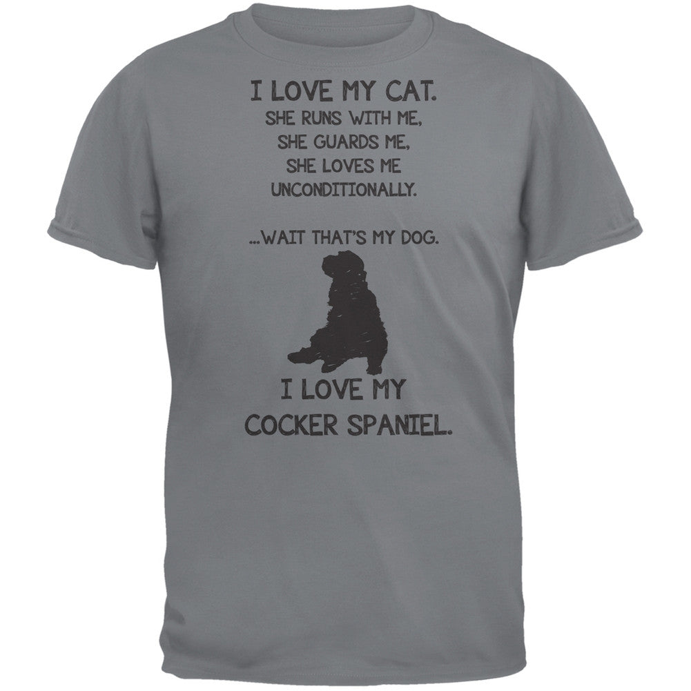 I Love My Cocker Spaniel Girl Gravel Grey Adult T-Shirt Men's T-Shirts Old Glory   