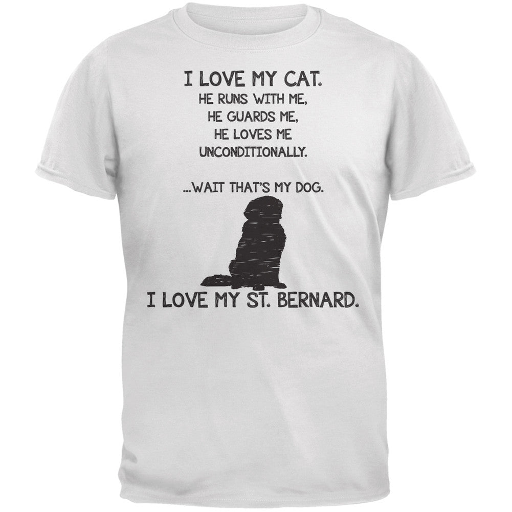 I Love My St. Bernard Boy White Adult T-Shirt Men's T-Shirts Old Glory   