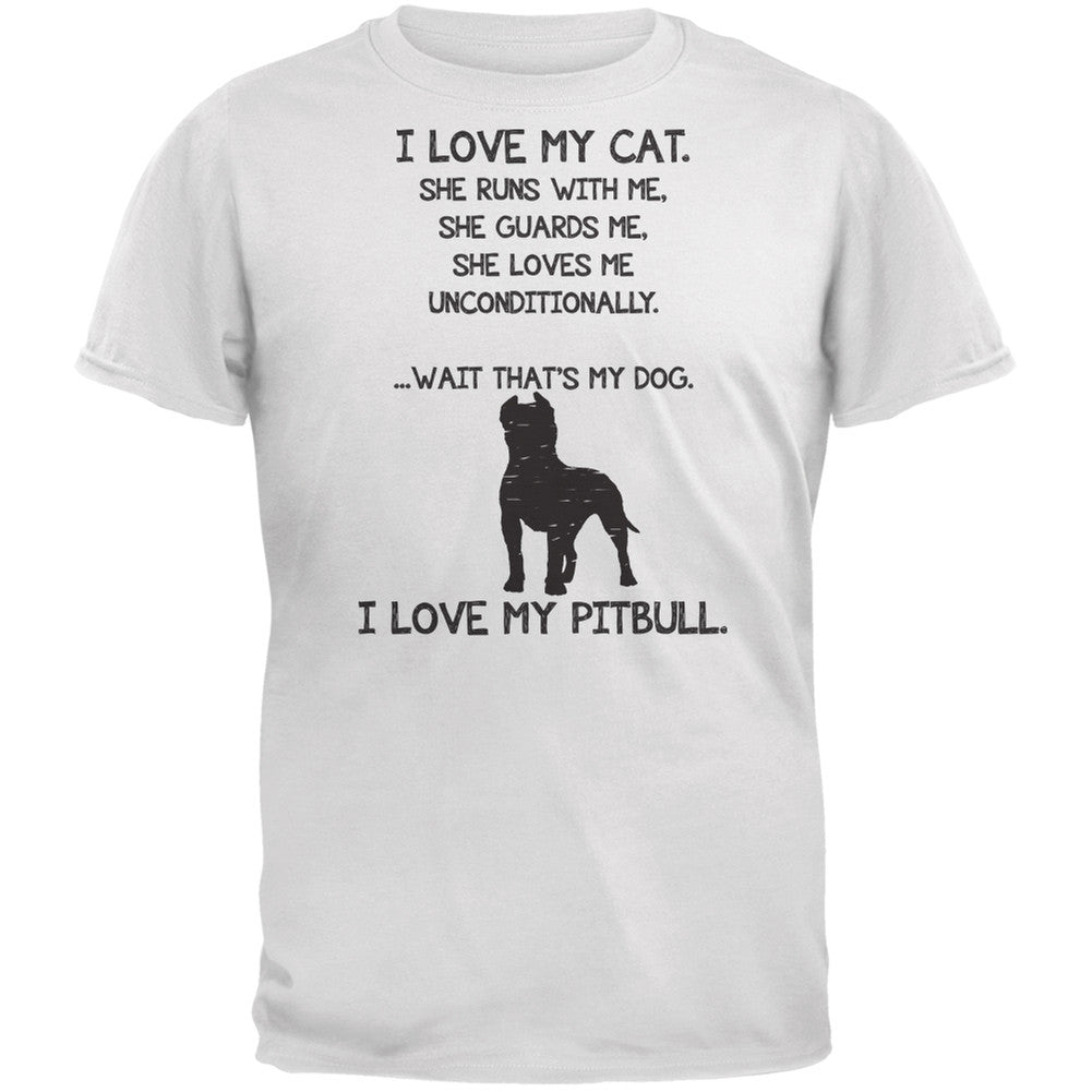 I Love My Pitbull Girl White Adult T-Shirt Men's T-Shirts Old Glory   