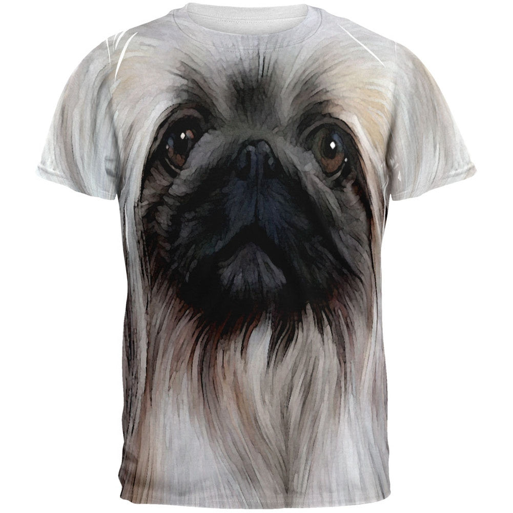 Pekingese Face All Over Adult T-Shirt Men's T-Shirts Old Glory   