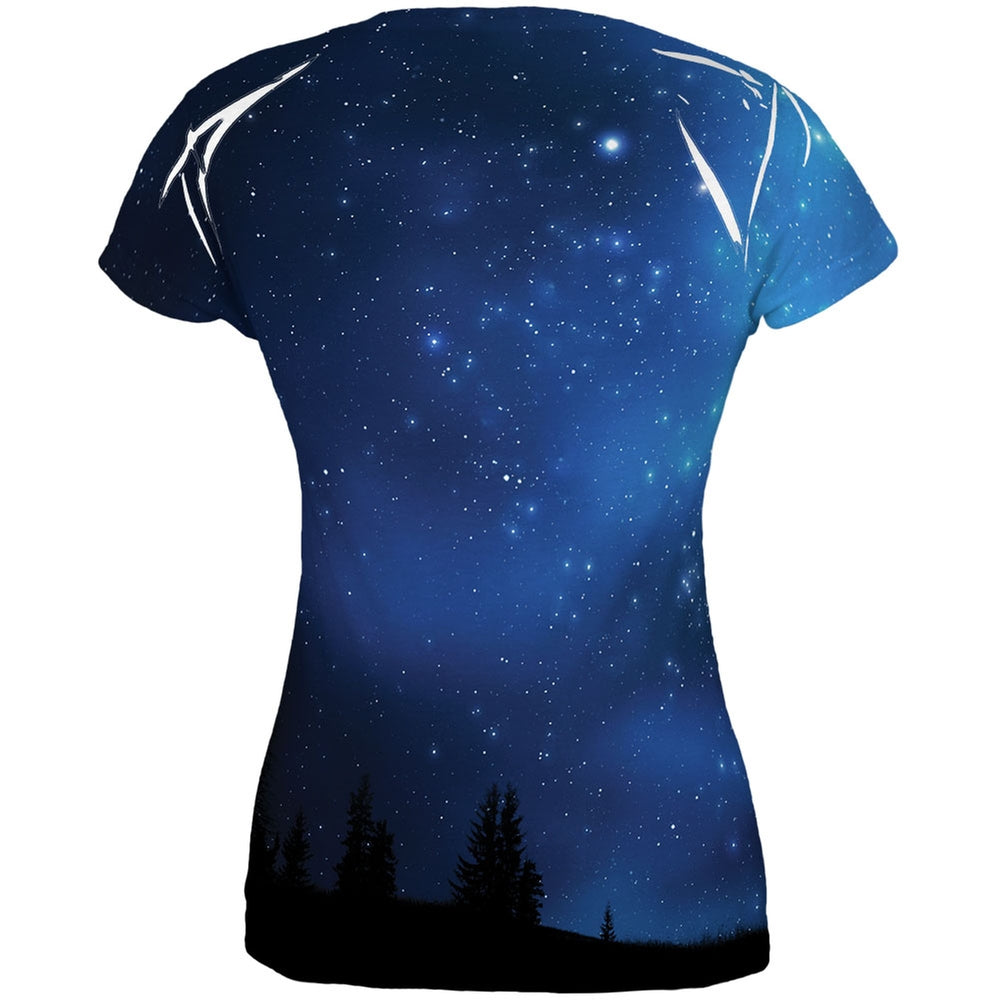 Black Leopard Night Sky All Over Womens T-Shirt Women's T-Shirts Old Glory   