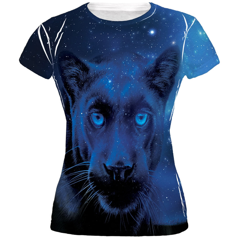 Black Leopard Night Sky All Over Womens T-Shirt Women's T-Shirts Old Glory 2XL Multi 