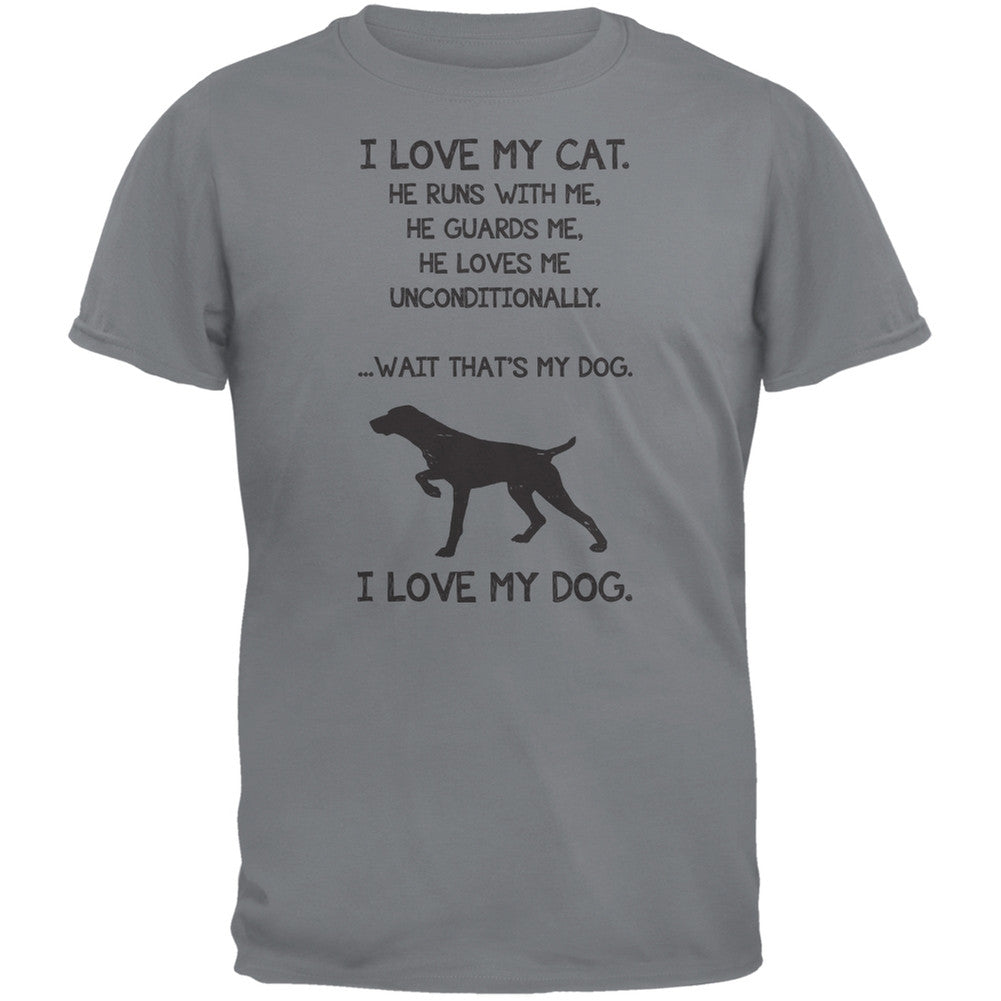 I Love My Dog Boy Gravel Grey Adult T-Shirt Men's T-Shirts Old Glory   
