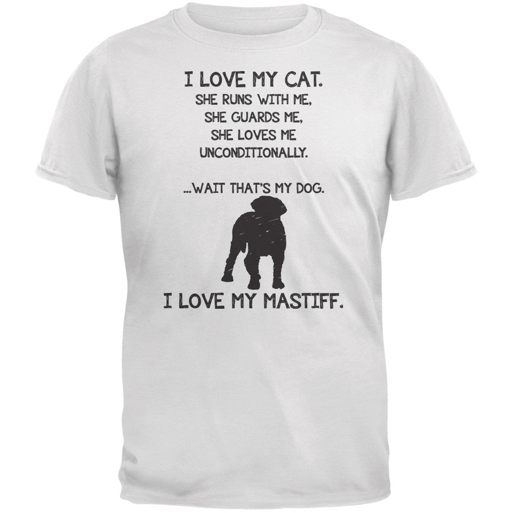 I Love My Mastino Girl White Adult T-Shirt Men's T-Shirts Old Glory   