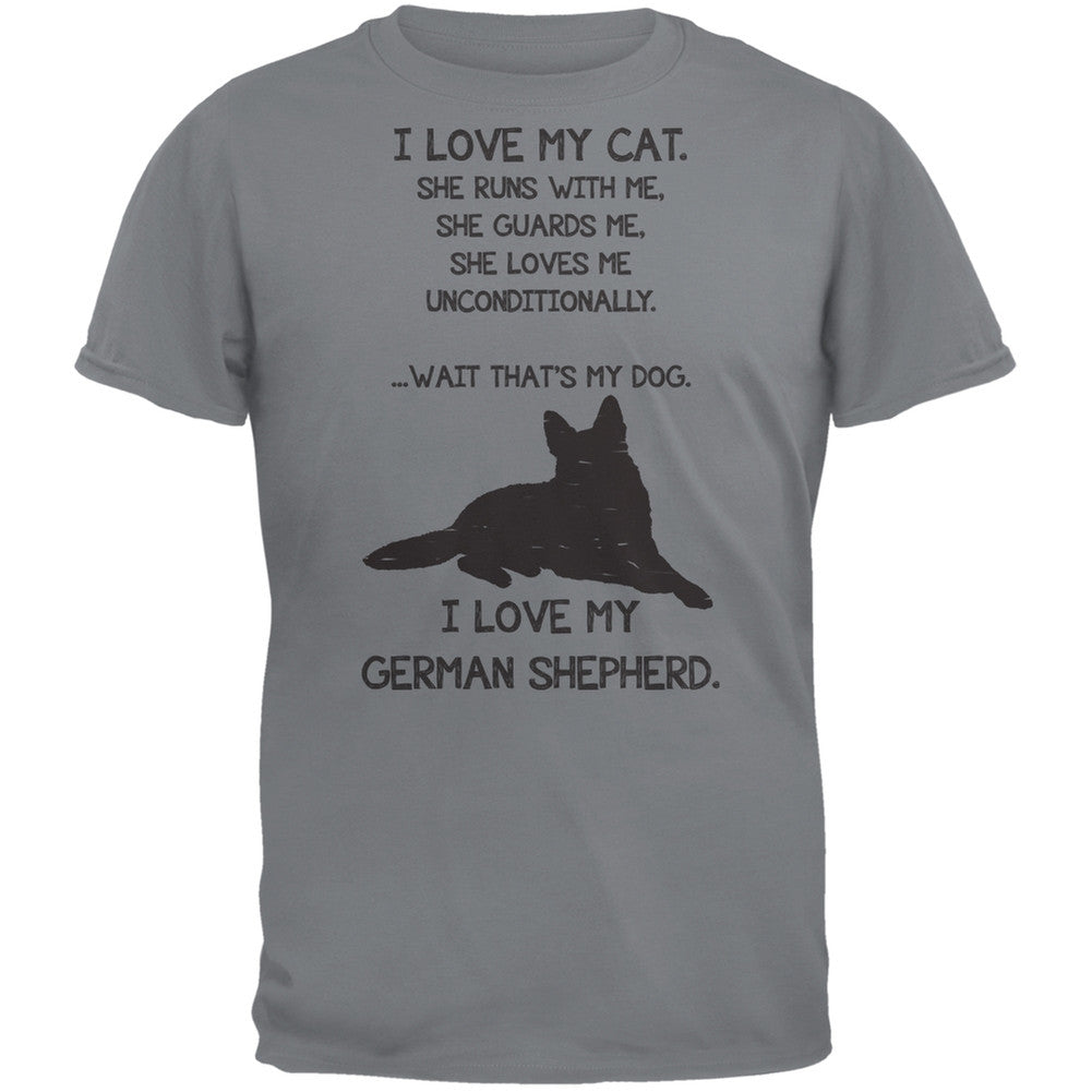 I Love My German Shepherd Girl Gravel Grey Adult T-Shirt Men's T-Shirts Old Glory   