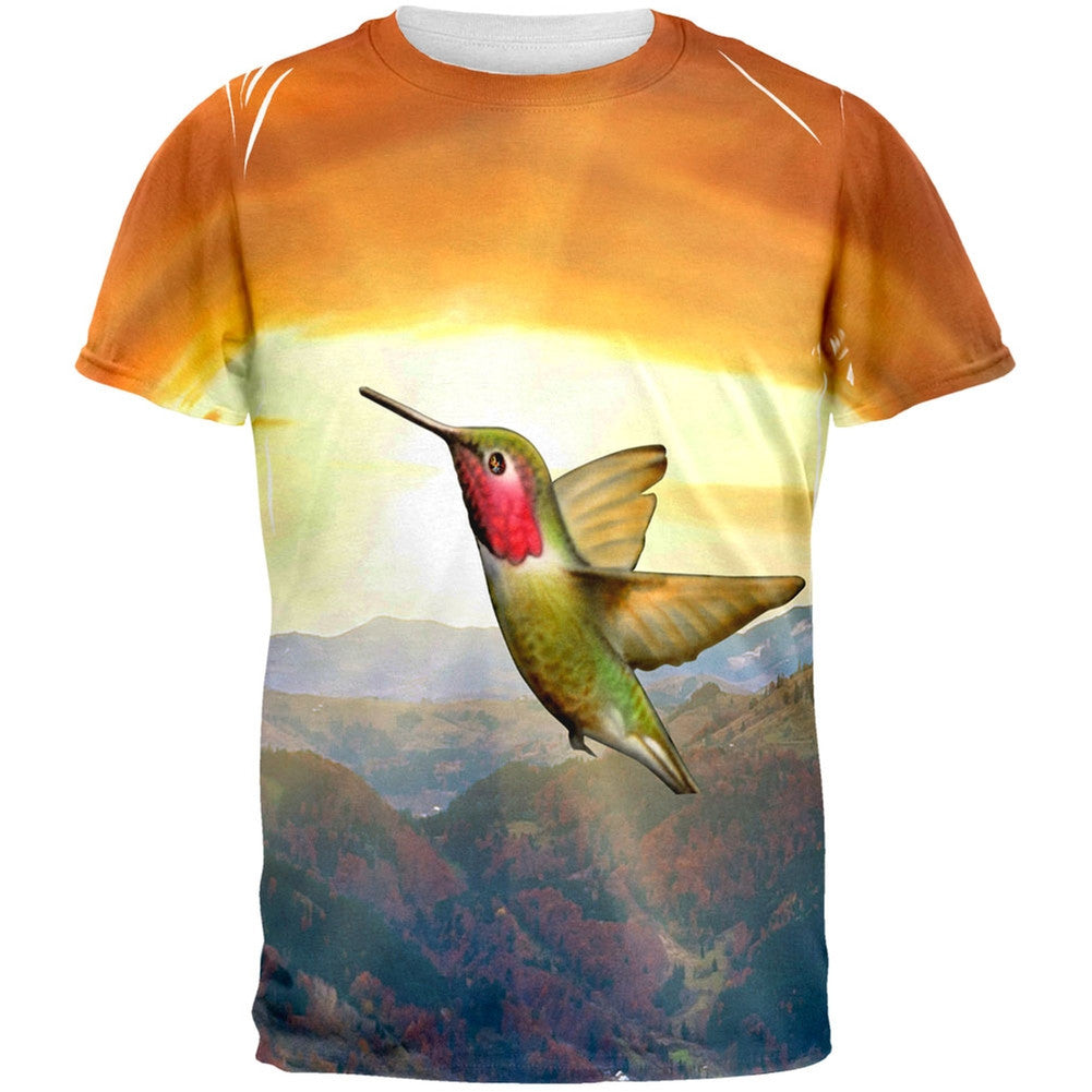 Sunset Humming Bird All Over Adult T-Shirt Men's T-Shirts Old Glory   