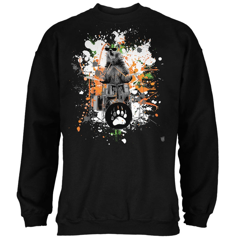 Bear Drummer Splatter Black Adult Hoodie Sweatshirts Old Glory   