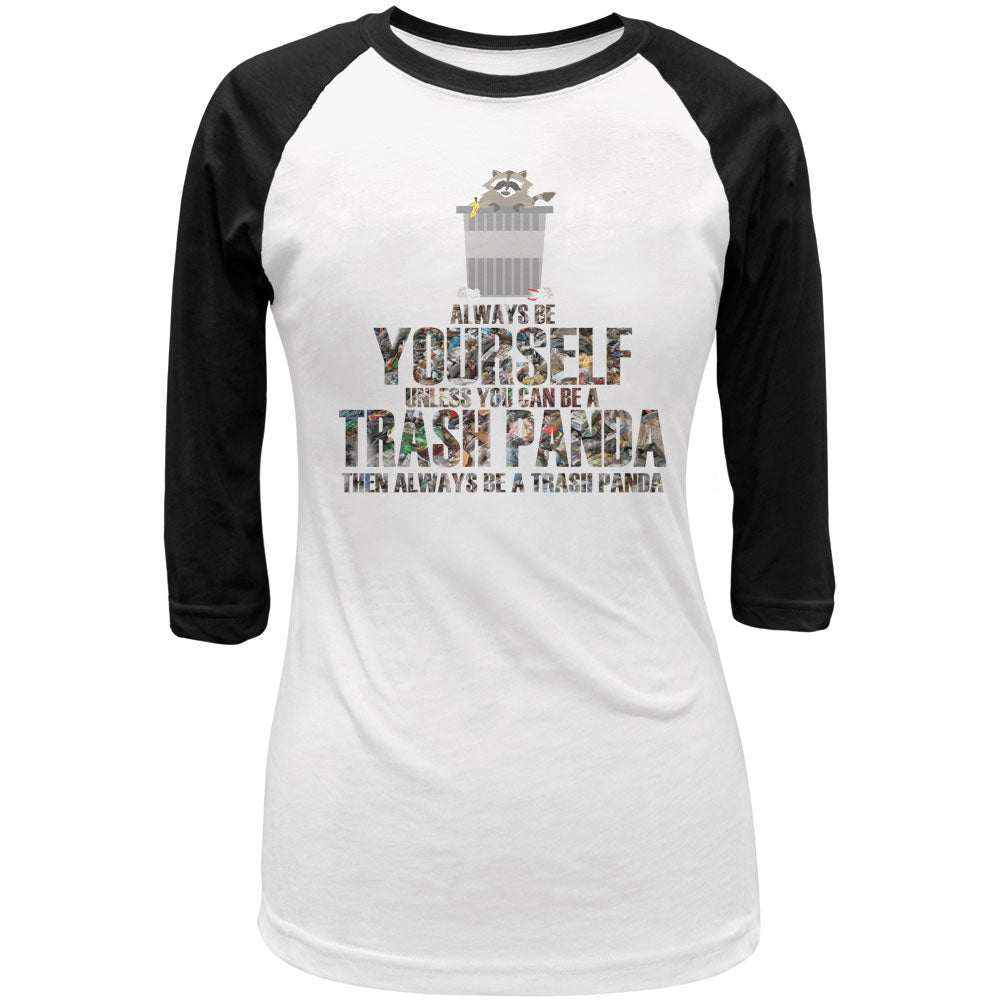 Always Be Yourself Trash Panda Black Juniors 3-4 Sleeve Raglan T-Shirt Juniors Raglans Old Glory LG Multi 