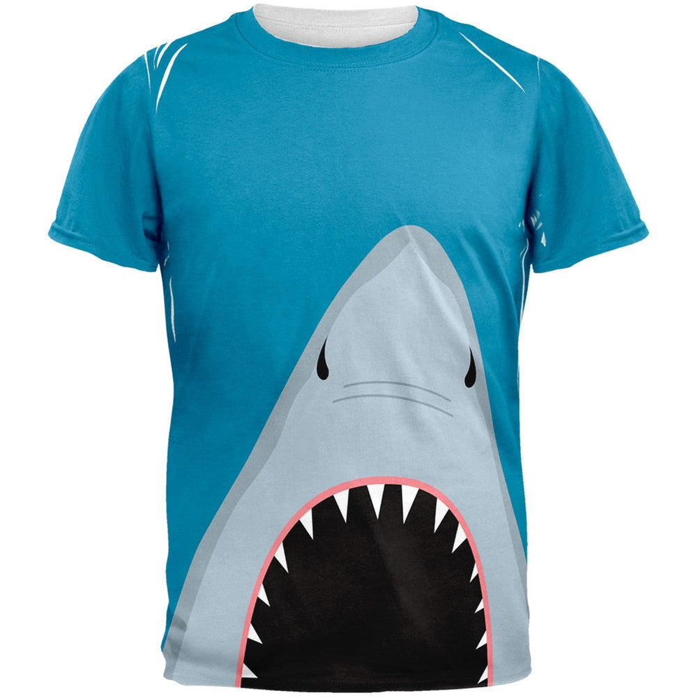 Summer Shark Attack Teeth All Over Adult T-Shirt Men's T-Shirts Old Glory   