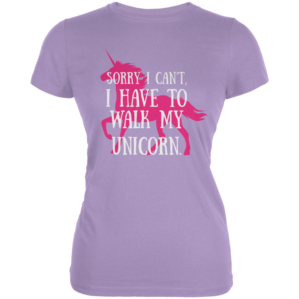 Have To Walk My Unicorn Lavender Juniors Soft T-Shirt Juniors T-Shirts Old Glory LG Purple 