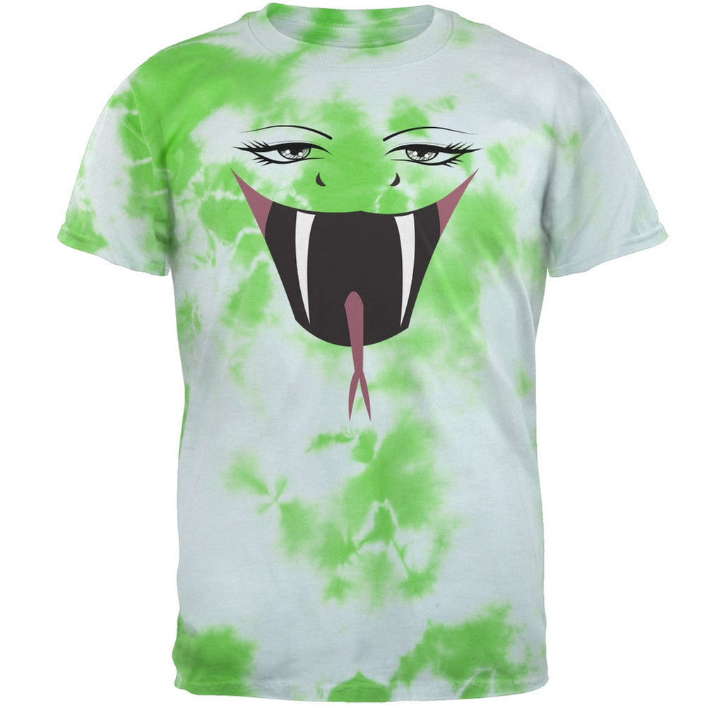 Anime Snake Face Hebi Lightning Green Tie Dye Adult T-Shirt Men's T-Shirts Old Glory   