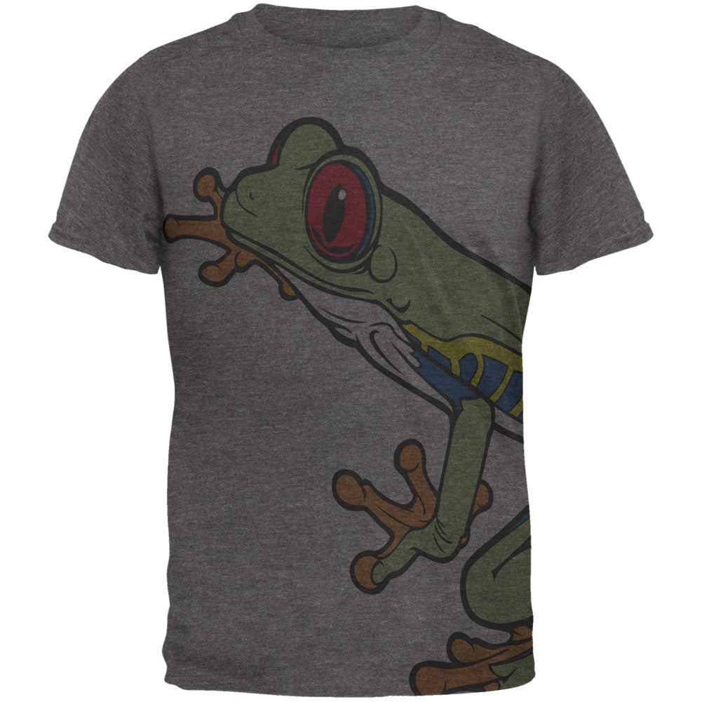 Big Tree Frog All Over Dark Heather Soft Adult T-Shirt Men's T-Shirts Old Glory 2XL Grey 