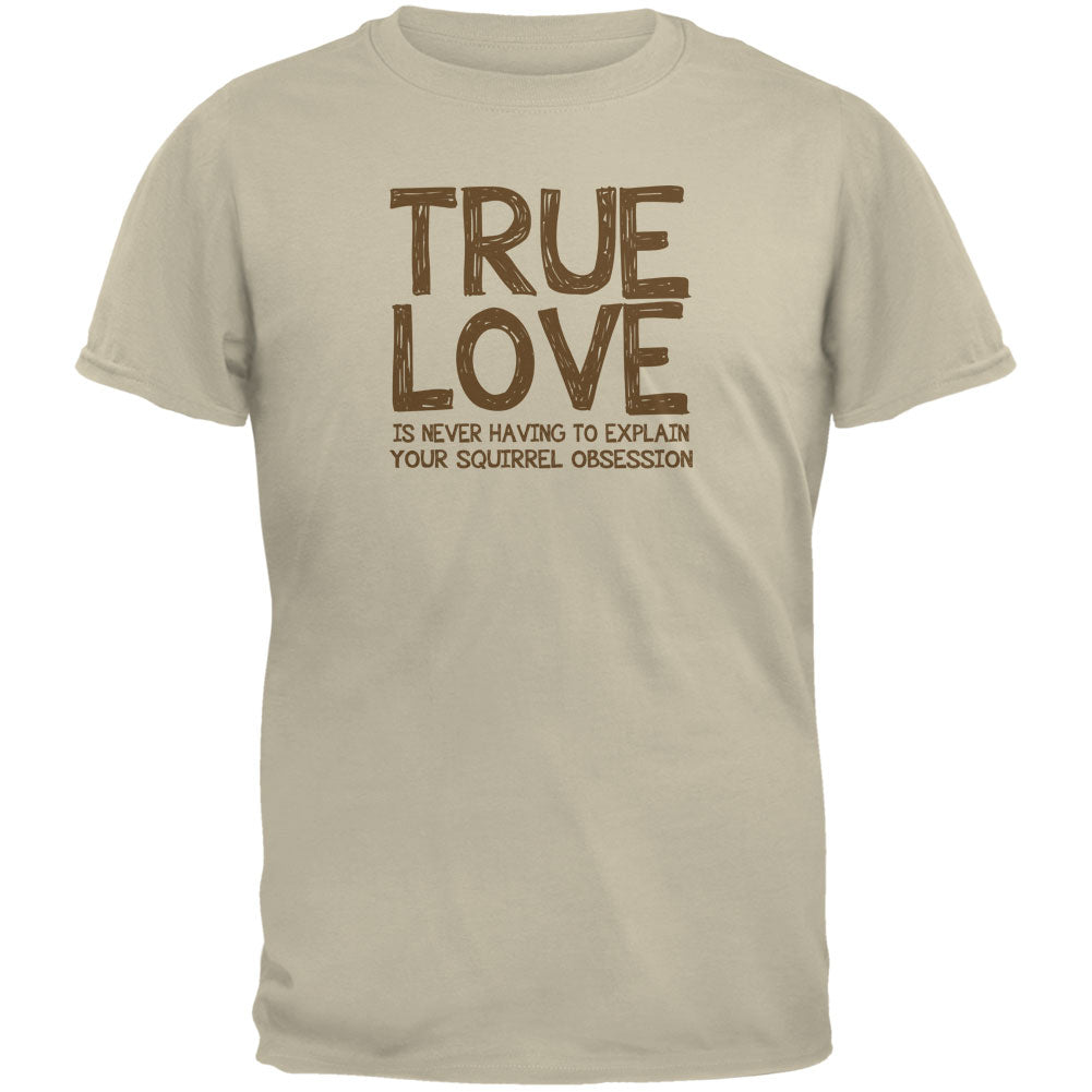 Valentines Day True Love Squirrel Sand Adult T-Shirt Men's T-Shirts Old Glory 2XL Off-White 