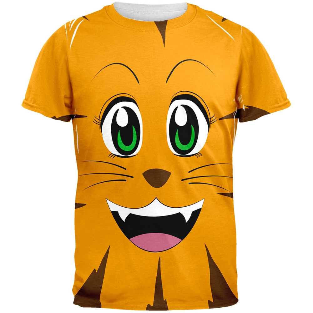 Anime Cat Face Neko All Over Adult T-Shirt Men's T-Shirts Old Glory   