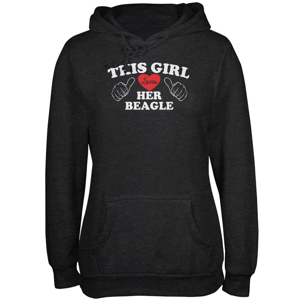 Valentine's Day - This Girl Loves Her Beagle Black Adult Crew Neck Sweatshirt Sweatshirts Old Glory   