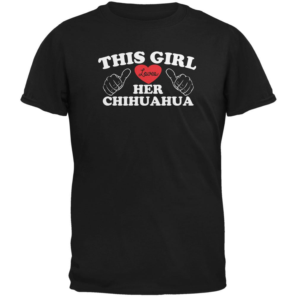 Valentines This Girl Loves Her Chihuahua Black Adult T-Shirt Men's T-Shirts Old Glory   