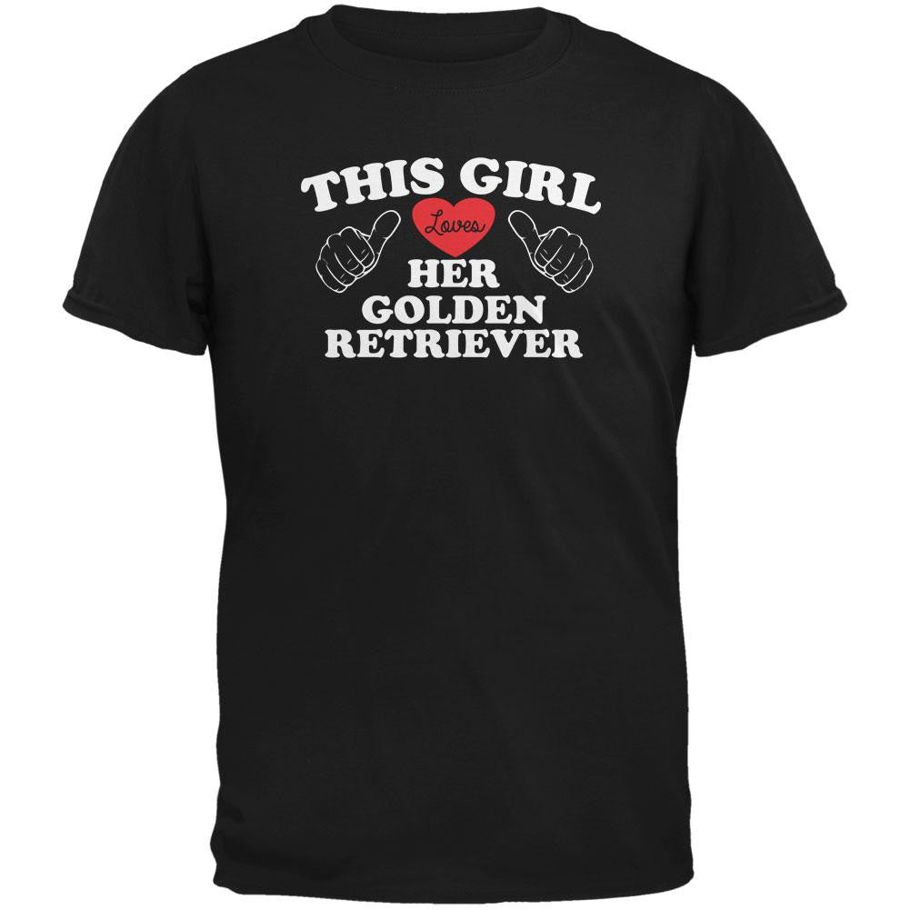 Valentines This Girl Loves Her Golden Retriever Black Adult T-Shirt Men's T-Shirts Old Glory   