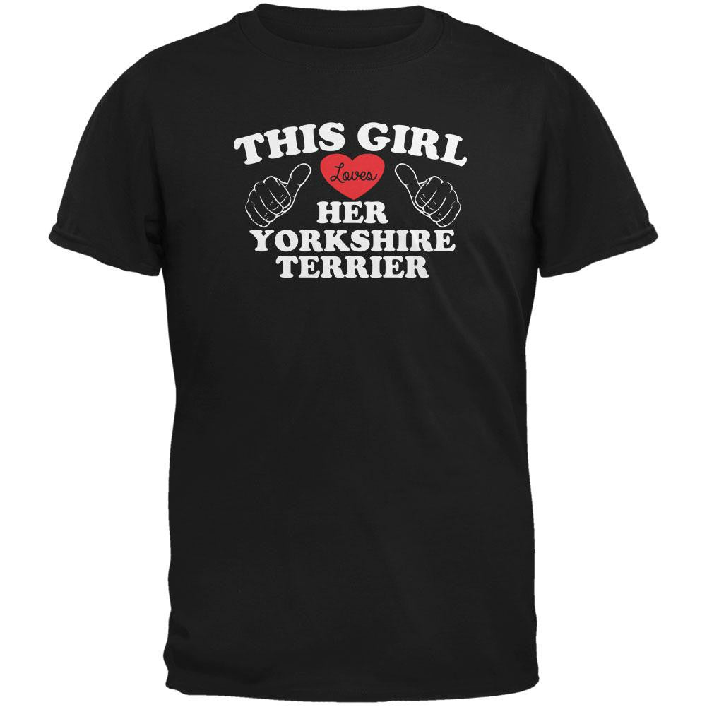 Valentines Day This Girl Loves Her Yorkshire Terrier Black Adult T-Shirt Men's T-Shirts Old Glory   