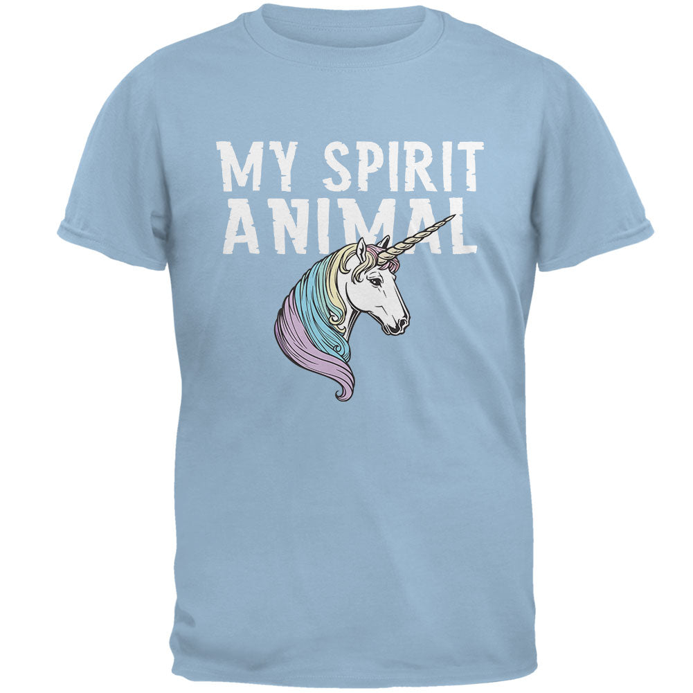 My Spirit Animal Unicorn Light Blue Adult T-Shirt Men's T-Shirts Old Glory 2XL Blue 