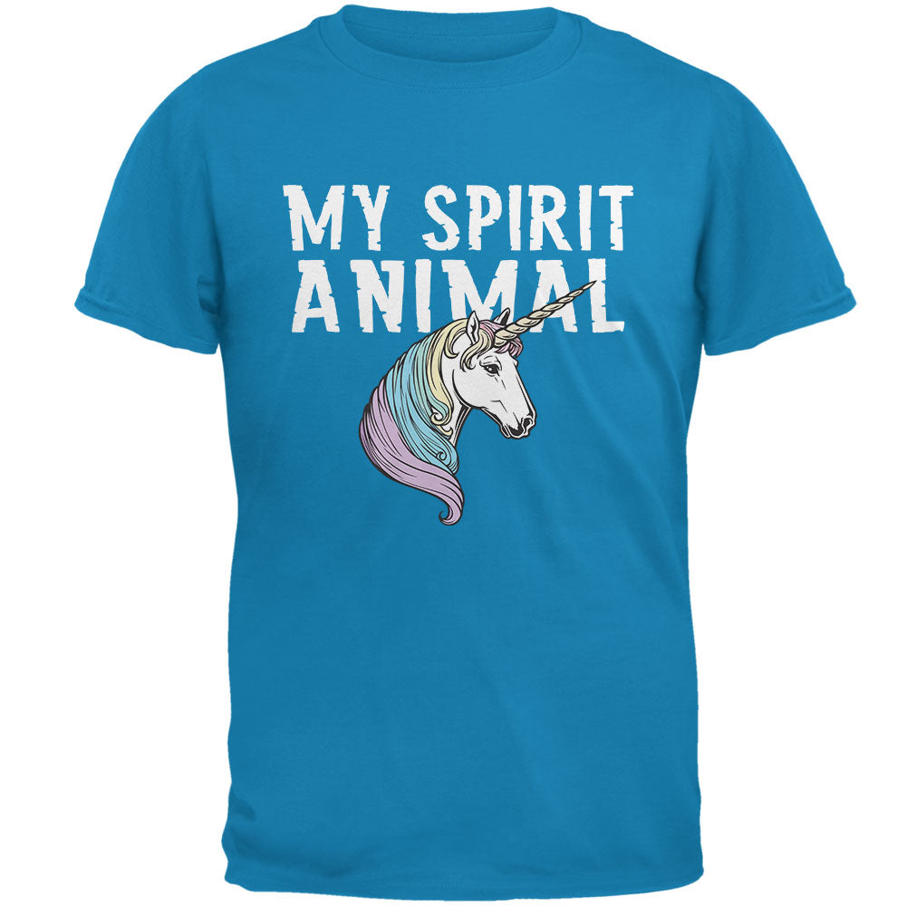 My Spirit Animal Unicorn Sapphire Blue Adult T-Shirt Men's T-Shirts Old Glory 2XL Blue 