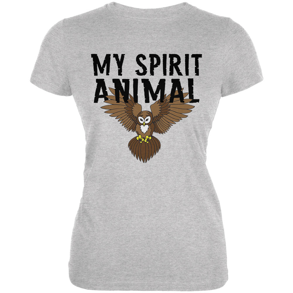 My Spirit Animal Owl Heather Grey Juniors Soft T-Shirt Juniors T-Shirts Old Glory 2XL Grey 