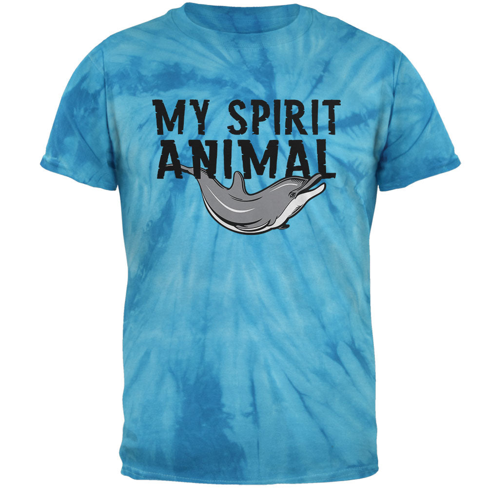 My Spirit Animal Dolphin Pinwheel Blue Tie Dye Adult T-Shirt Men's T-Shirts Old Glory 2XL Blue 