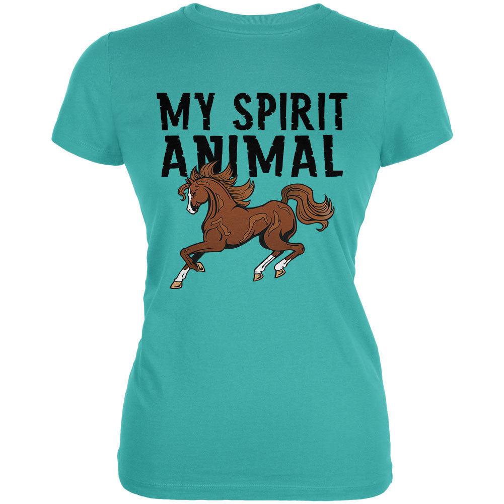 My Spirit Animal Horse Teal Juniors Soft T-Shirt Juniors T-Shirts Old Glory LG Blue 