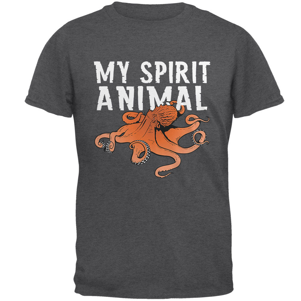 My Spirit Animal Octopus Dark Heather Adult T-Shirt Men's T-Shirts Old Glory 2XL Heather Grey 