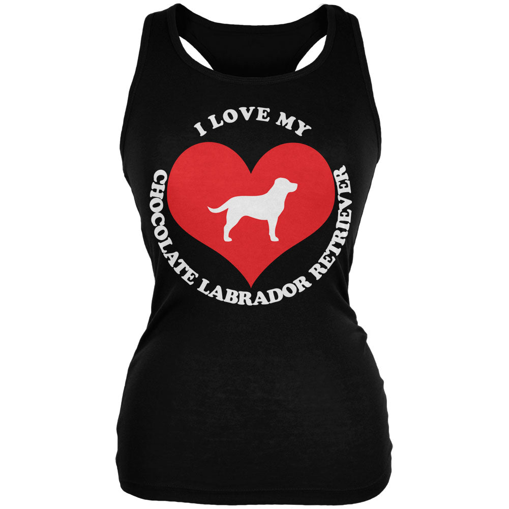 Valentines I Love My Chocolate Lab Black Juniors Soft Tank Top Tank Tops Old Glory 2XL Black 