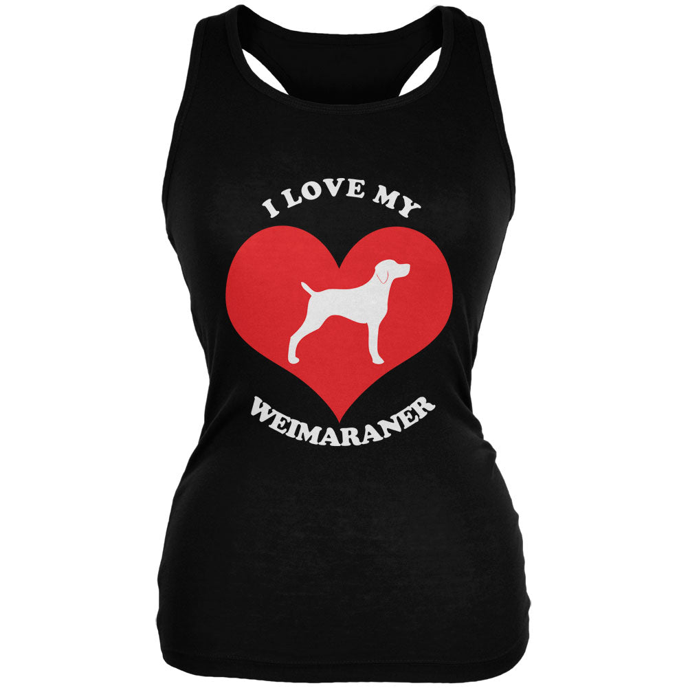 Valentines I Love My Weimaraner Black Juniors Soft Tank Top Tank Tops Old Glory 2XL Black 