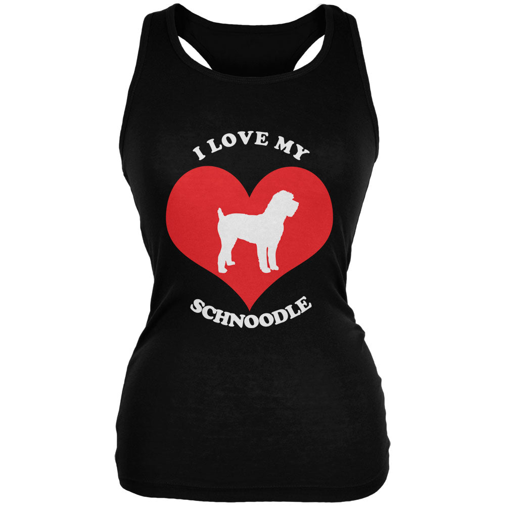 Valentines I Love My Schnoodle Black Juniors Soft Tank Top Tank Tops Old Glory 2XL Black 