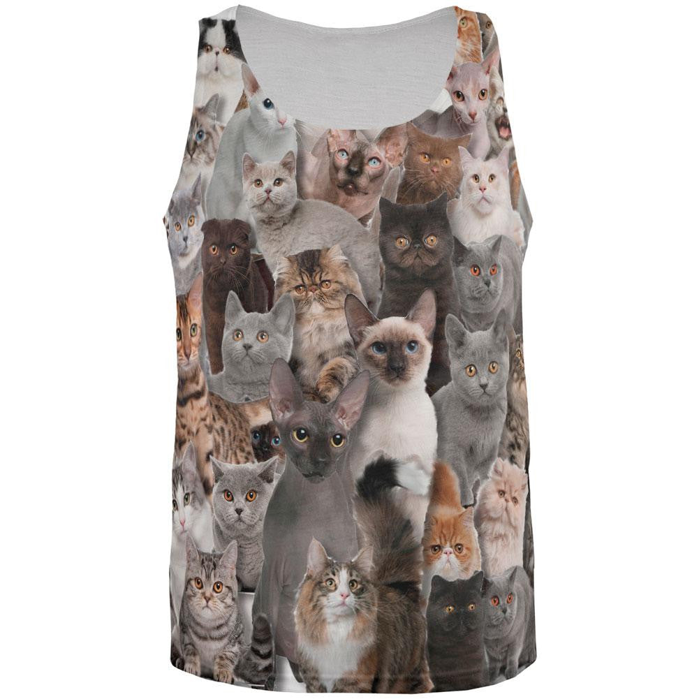 Crazy Cat All Over Adult Tank Top Tank Tops Old Glory XL Multi 