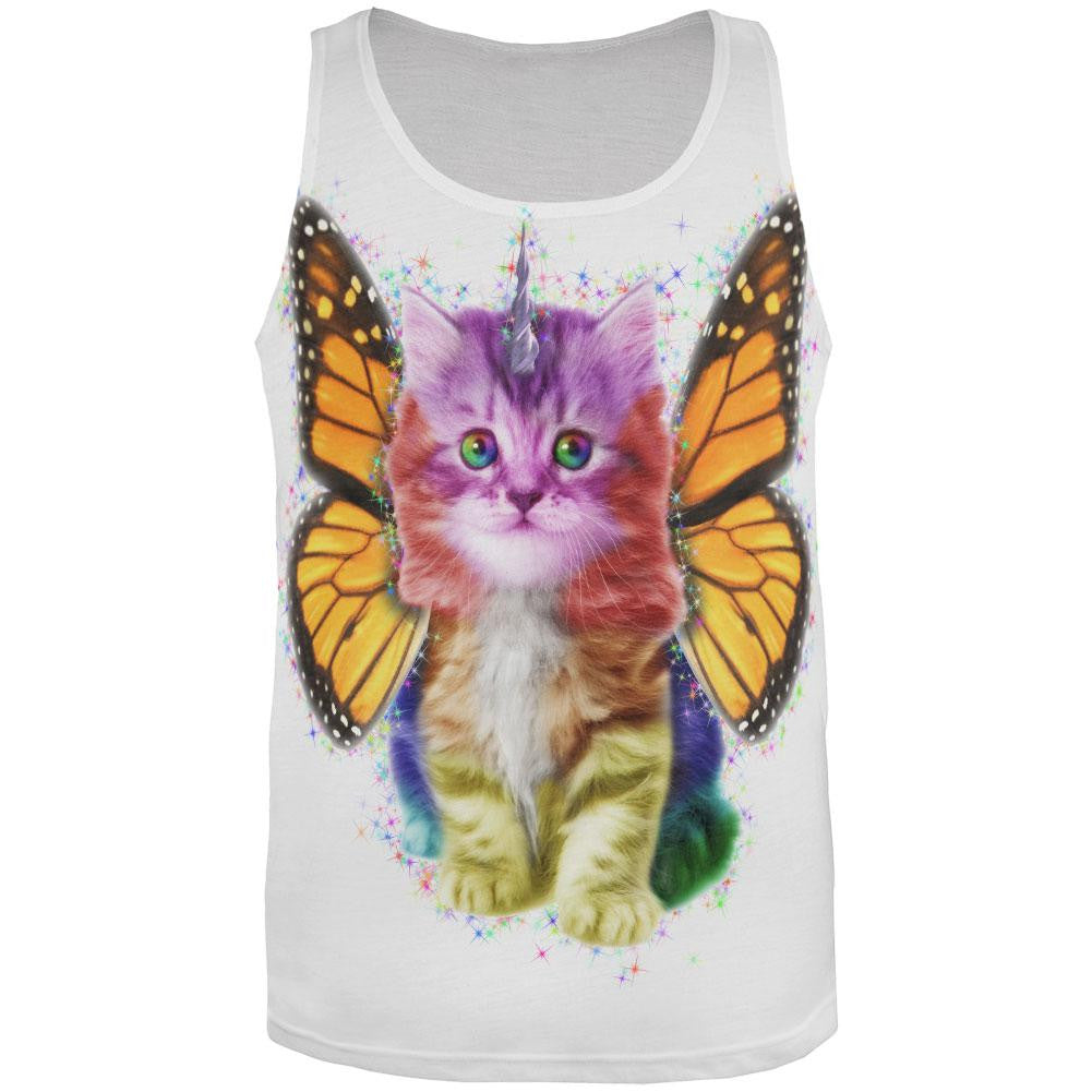 Rainbow Butterfly Unicorn Kitten All Over Adult Tank Top Tank Tops Old Glory   