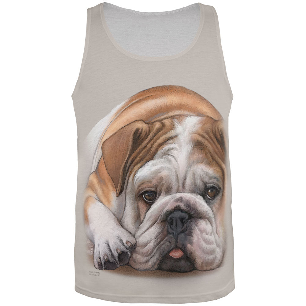 English Bulldog Live Forever All Over Adult Tank Top Tank Tops Old Glory 2XL Multi 