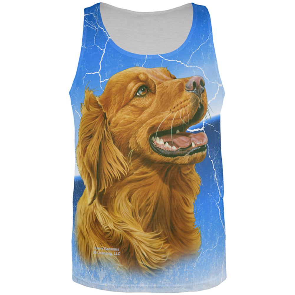 Golden Retriever Live Forever All Over Adult Tank Top Tank Tops Old Glory 2XL Multi 