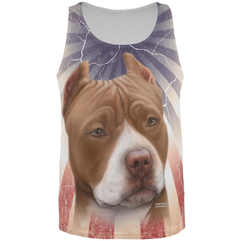 Pit Bull Live Forever All Over Adult Tank Top Tank Tops Old Glory 2XL Multi 